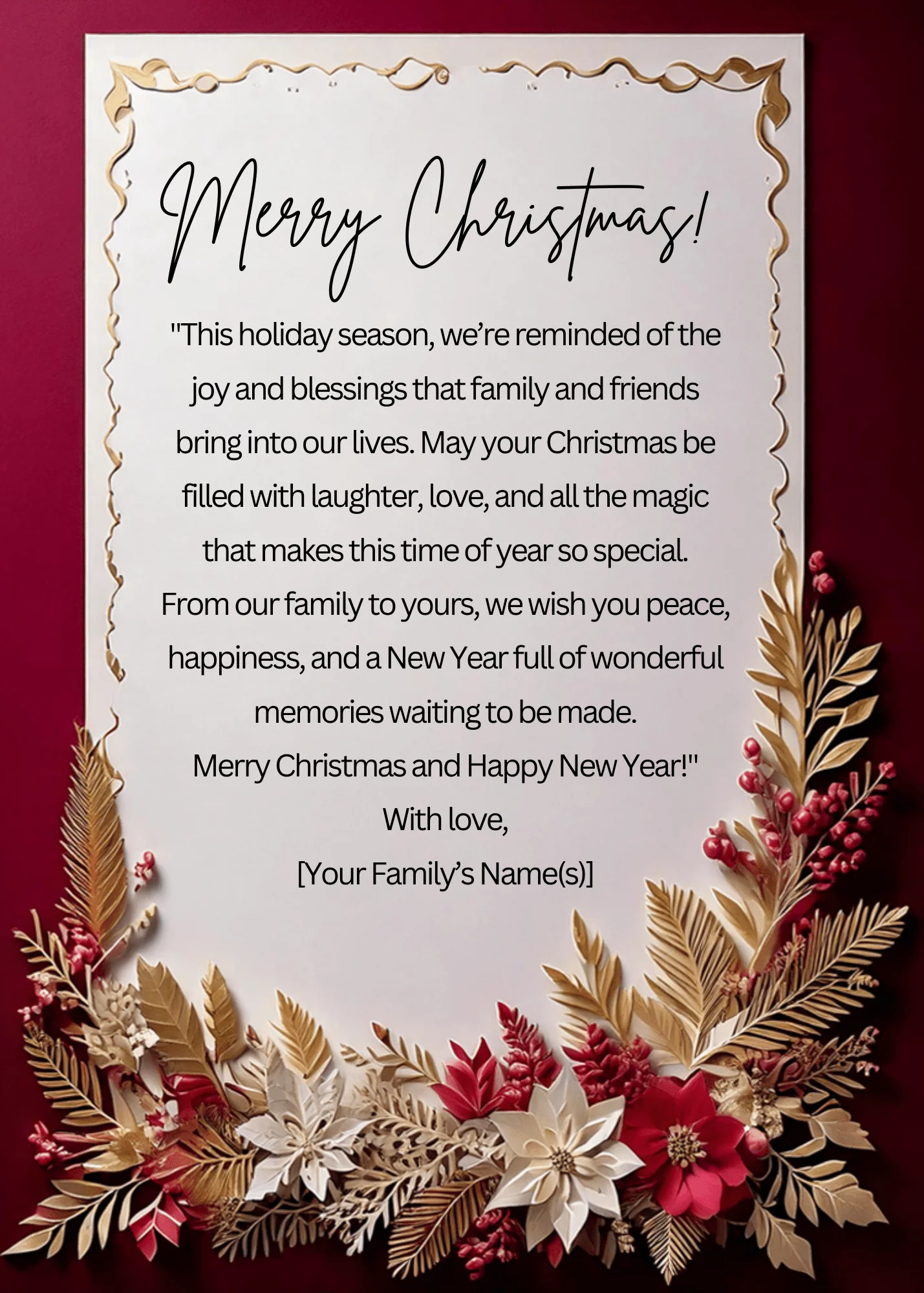 Editable 'Crimson Delight' Christmas Card Design for Canva | Instant Download & Personalize - Image 3