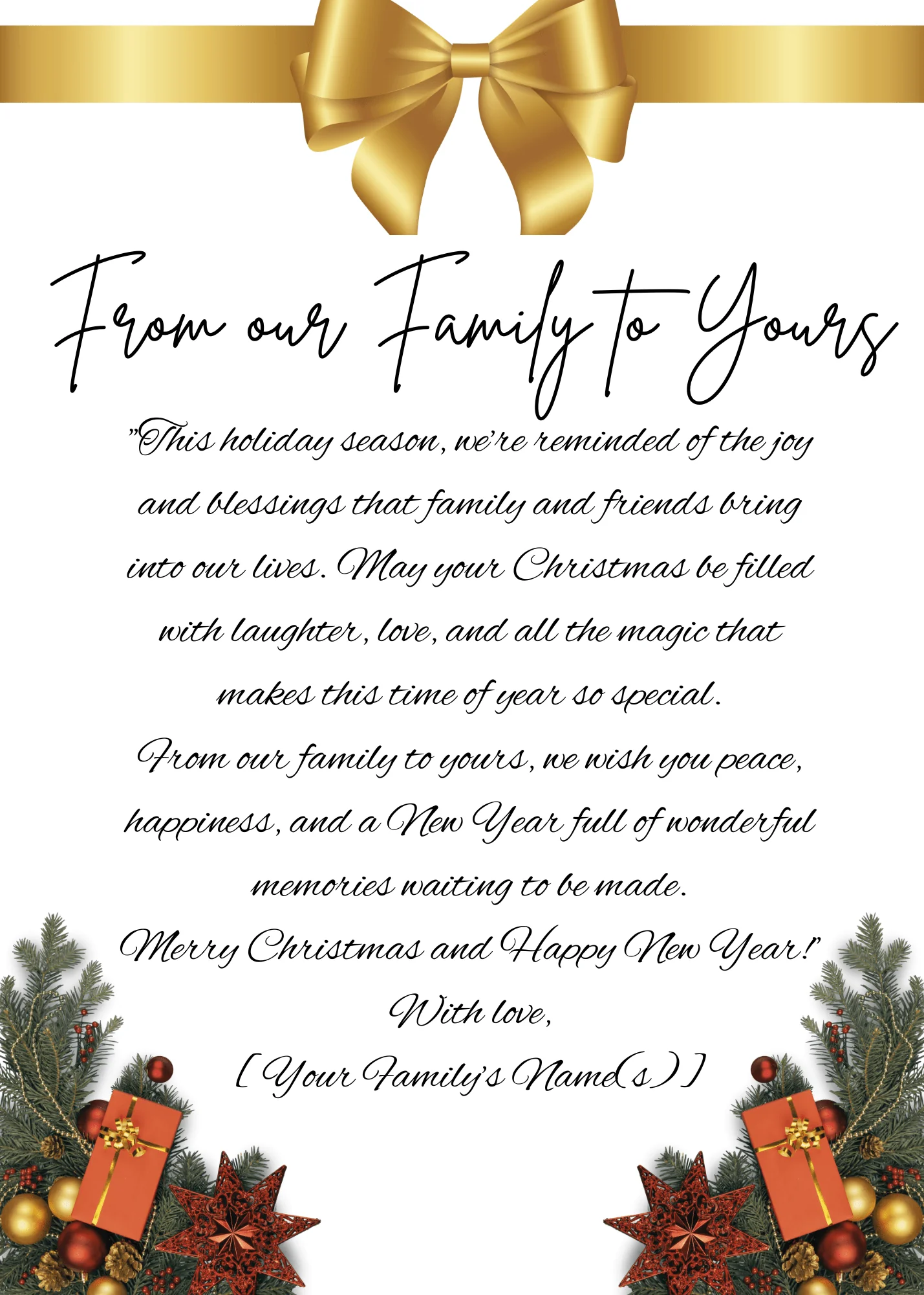 Editable 'Golden Glow Christmas' Christmas Card Design for Canva | Instant Download & Personalize - Image 3