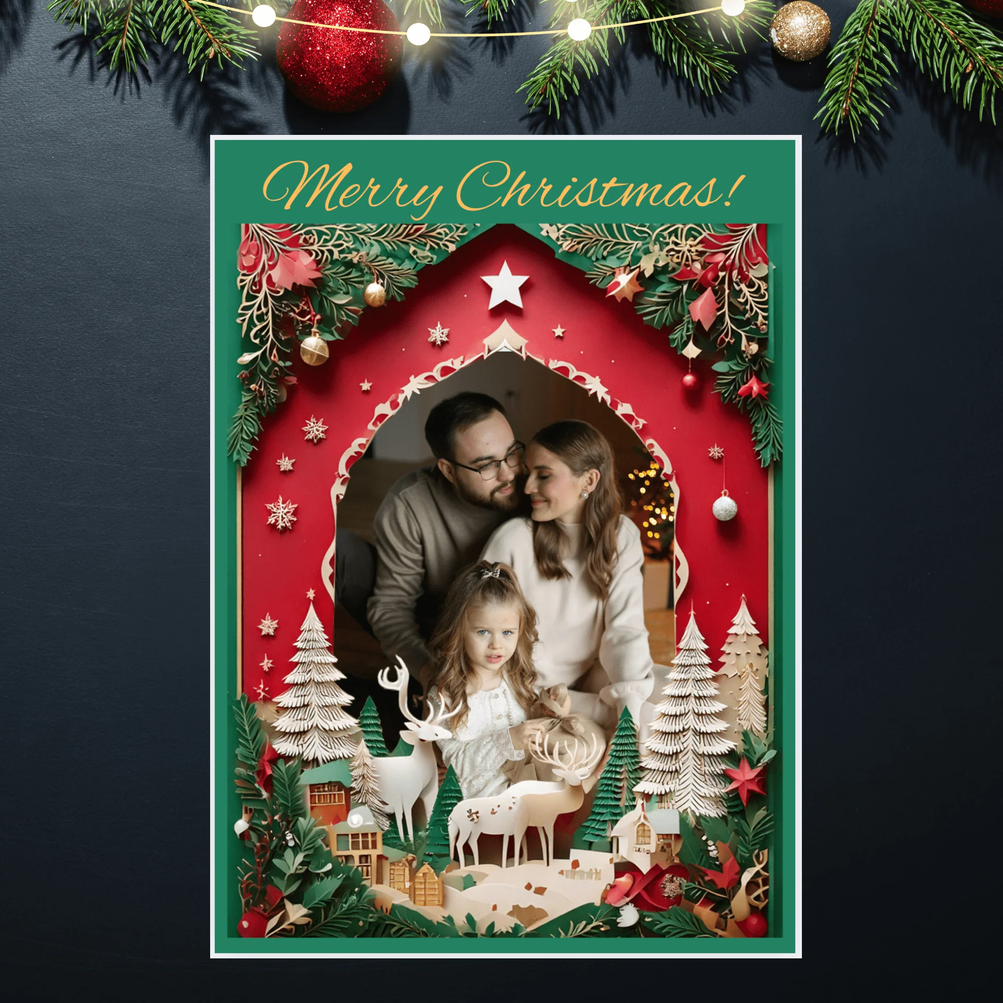 Editable 'Winter Wonderland' Christmas Card Design for Canva | Instant Download & Personalize