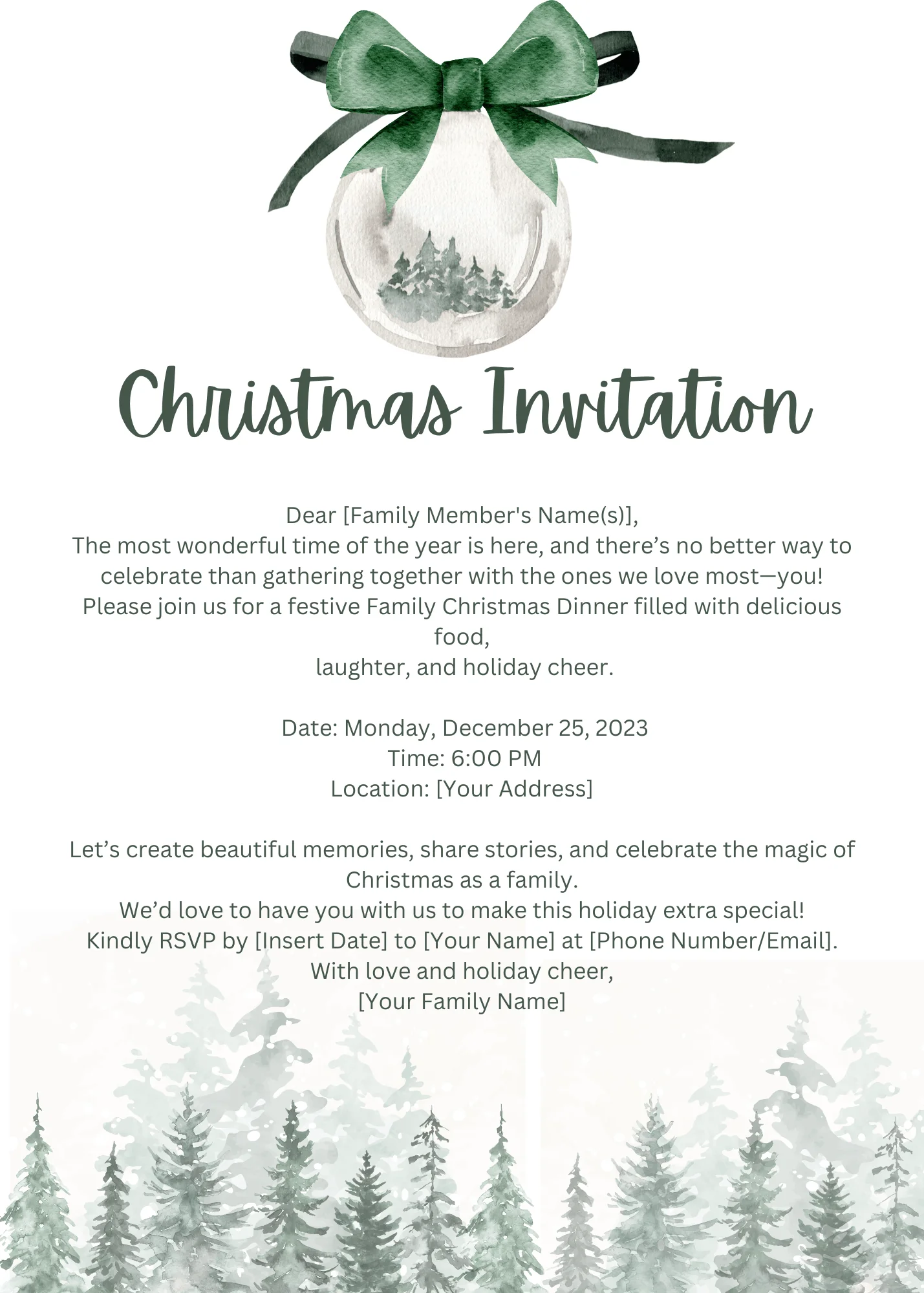 Editable 'Wreath Bliss' Christmas Card Design for Canva | Instant Download & Personalize - Image 3